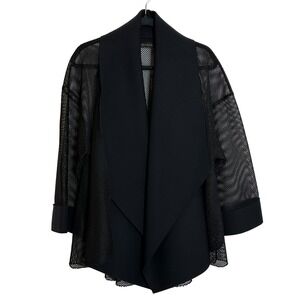 Susan Bradley Neoprene Mesh Swing Topper Jacket‎ Size OS Black Artsy Modern Rare